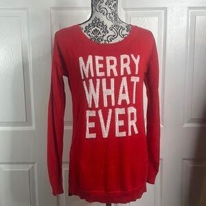 Arizona Jean Co Merry Whatever Red White Christmas Holiday Sweater S